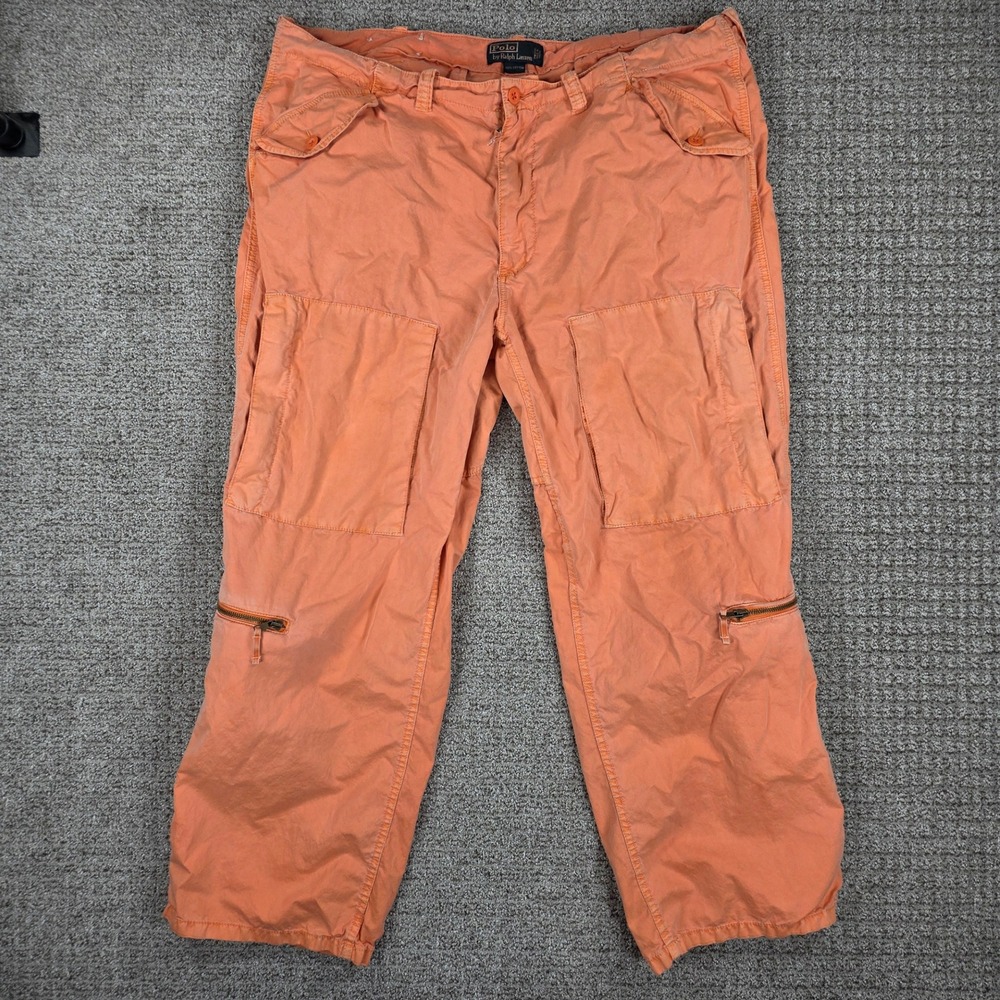 Vintage Polo Ralph Lauren Mens Orange Cargo Paratrooper Pants Size 42/30‎